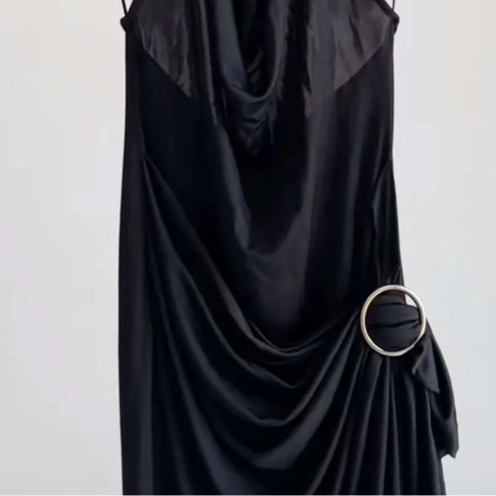 ZARA BUCKLED MIDI HALTER DRESS - Picture 2 of 3